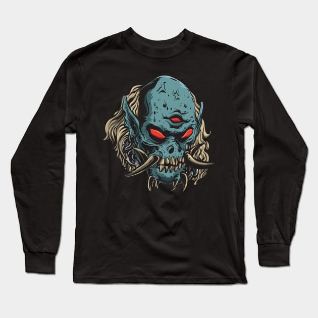 monster orc head Long Sleeve T-Shirt by Mens_Passion